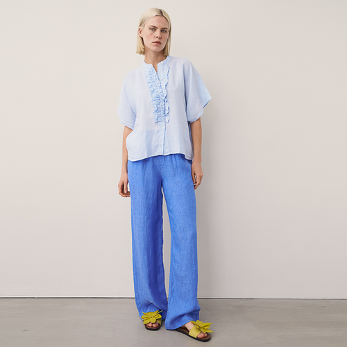 0039 ITALY Bluse DAISY aus Leinen - Alice Blue