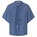 0039 ITALY Bluse DAISY aus Leinen - Blau