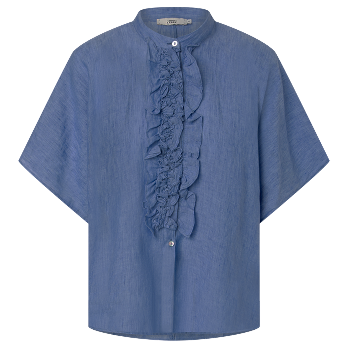0039 ITALY Bluse DAISY aus Leinen - Blau