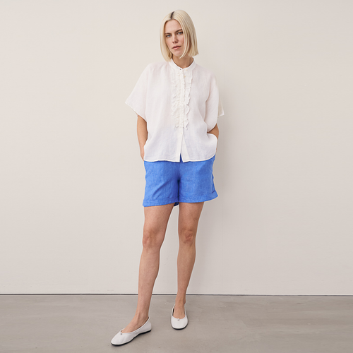 0039 ITALY Bluse DAISY aus Leinen - Weiß