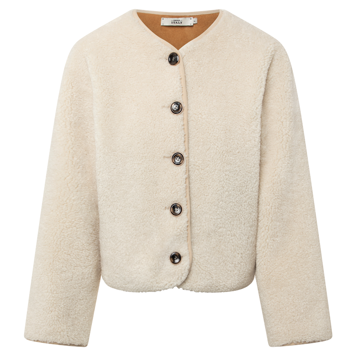 0039ITALY Jacke RICARDA in Teddyfell-Optik - Pale Ivory