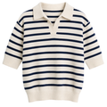 0039 ITALY Pullover IRIS STRIP mit Kaschmir - Weiß