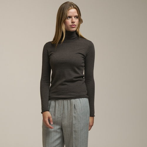 0039ITALY Rollkragenpullover WHILEY aus Wolle - Braun