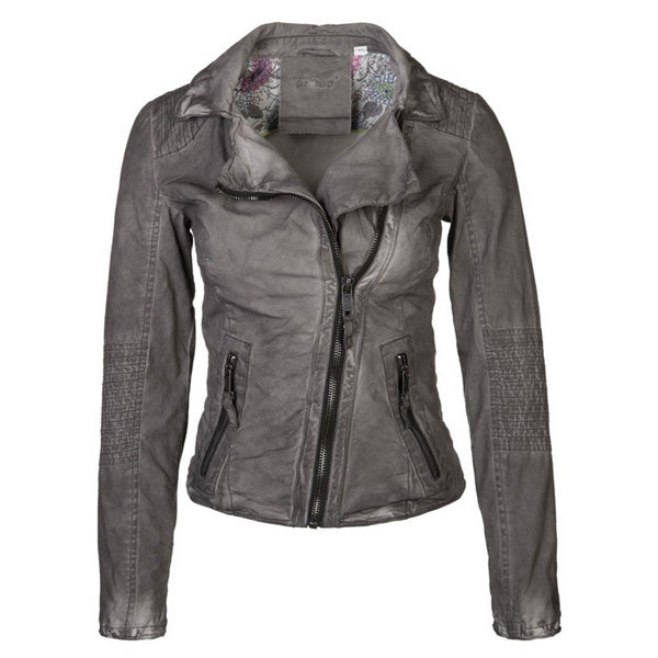 PROUD Jacke JAPURA im Bikerstil Damen in Grau - Vorderansicht