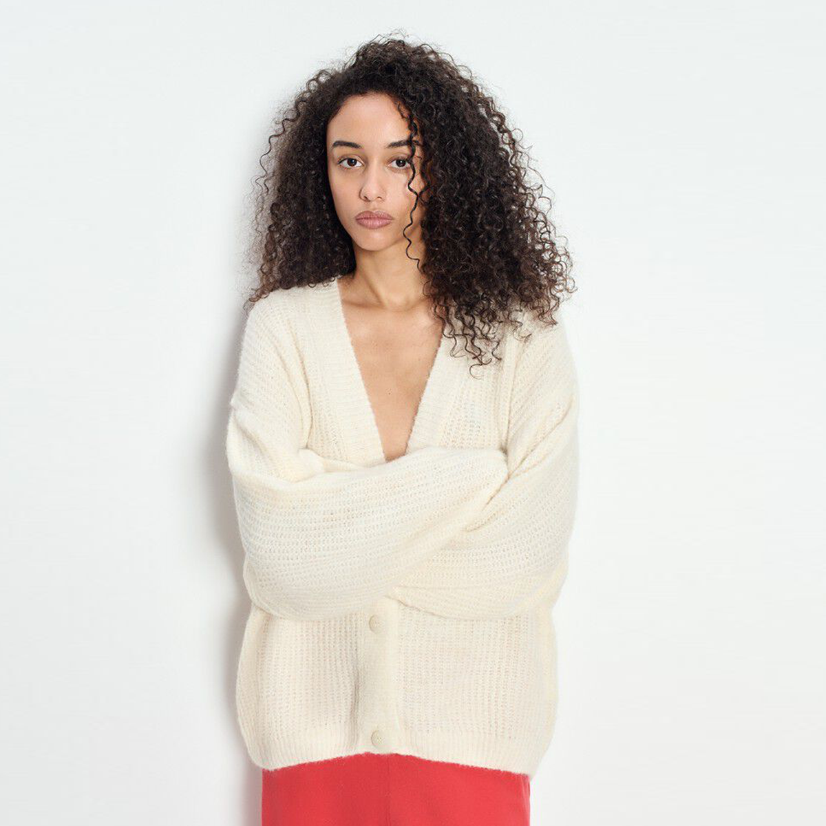 AMERICAN VINTAGE Cardigan EAST mit Alpaka - Nacre Chine