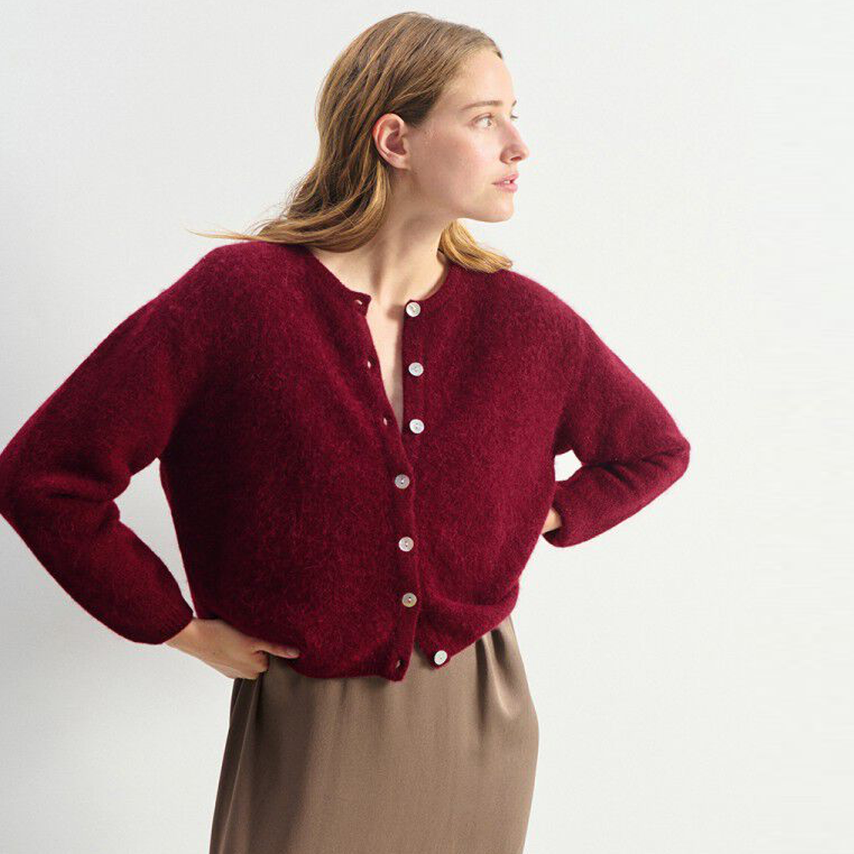 AMERICAN VINTAGE Cardigan VITOW mit Alpaka - Cerisier Chine