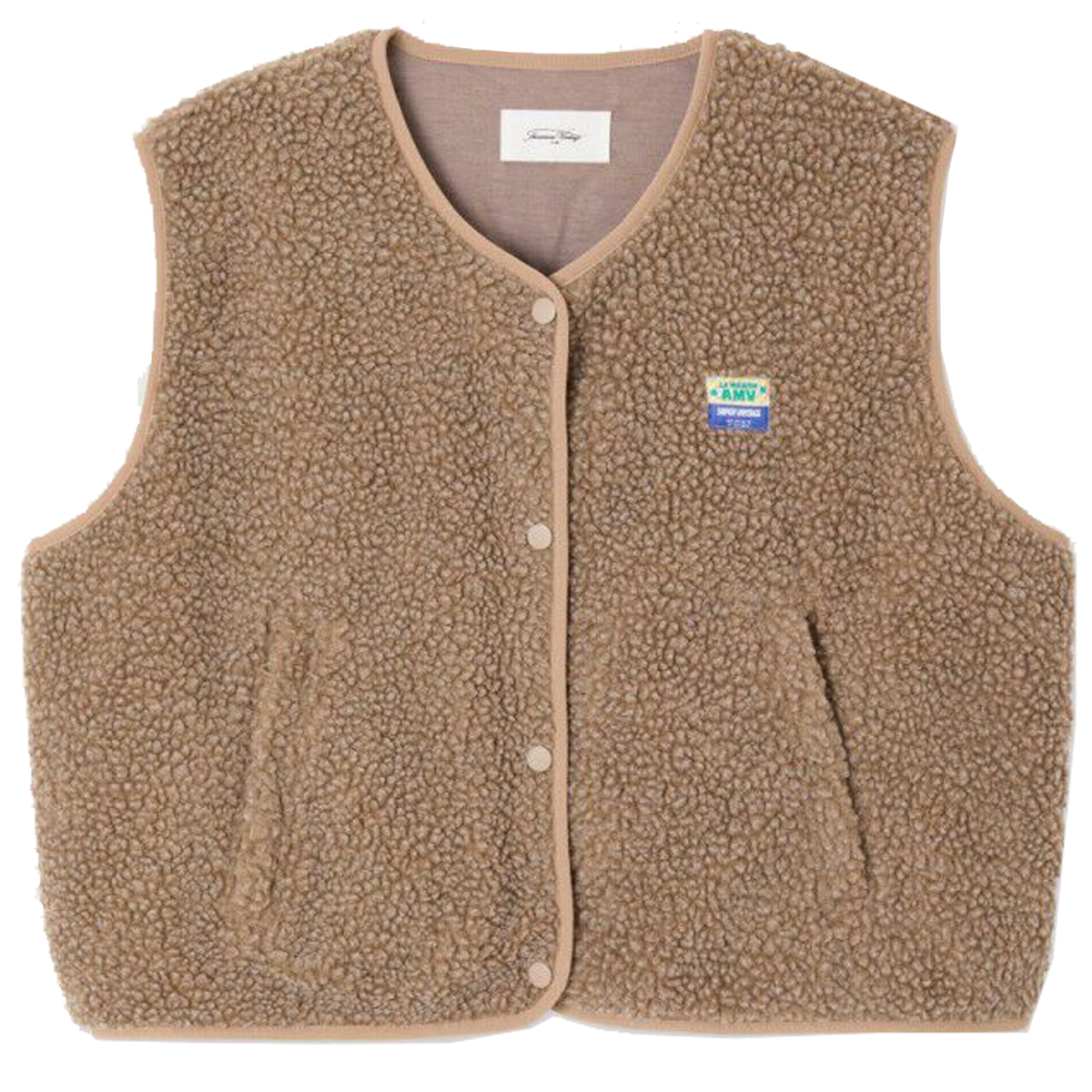 AMERICAN VINTAGE Weste HOKTOWN aus Teddy-Fell - Muscade Chine – Foto 1