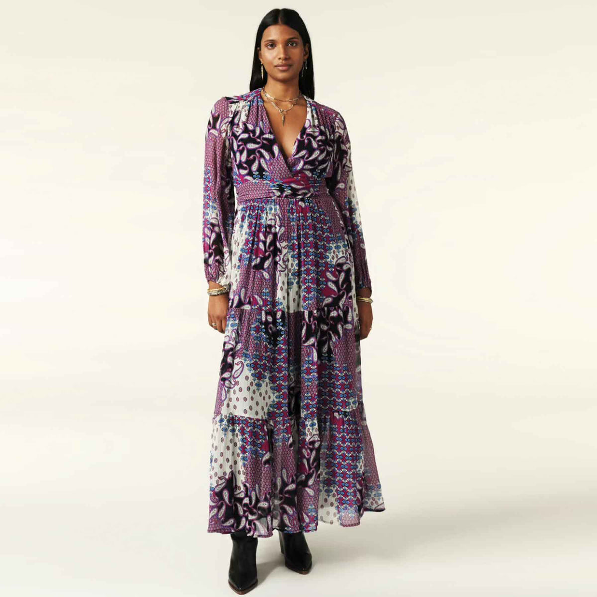 ba-sh-damen-kleid-bossy-ethnoprint-lila-violett-gemustert-boss-0181-2