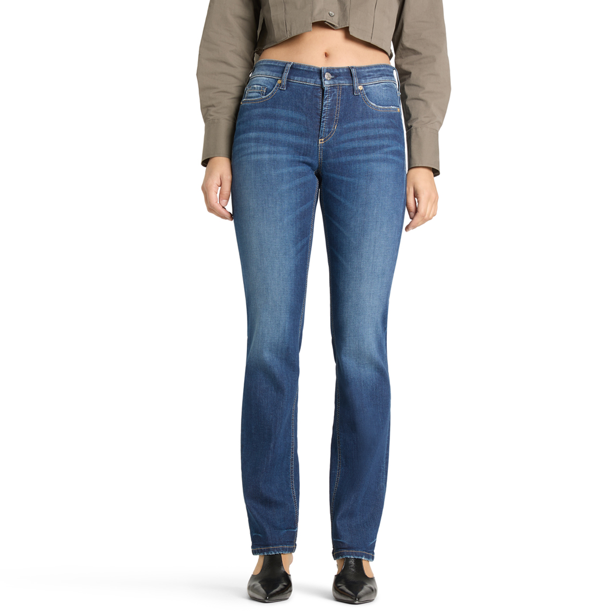 CAMBIO Jeans PIPER LONG Mid Waist Damen in Blau - Seitenansicht