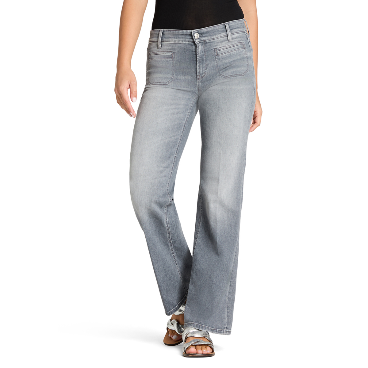 CAMBIO Jeans Tess Mid Waist Damen in Grau - Seitenansicht