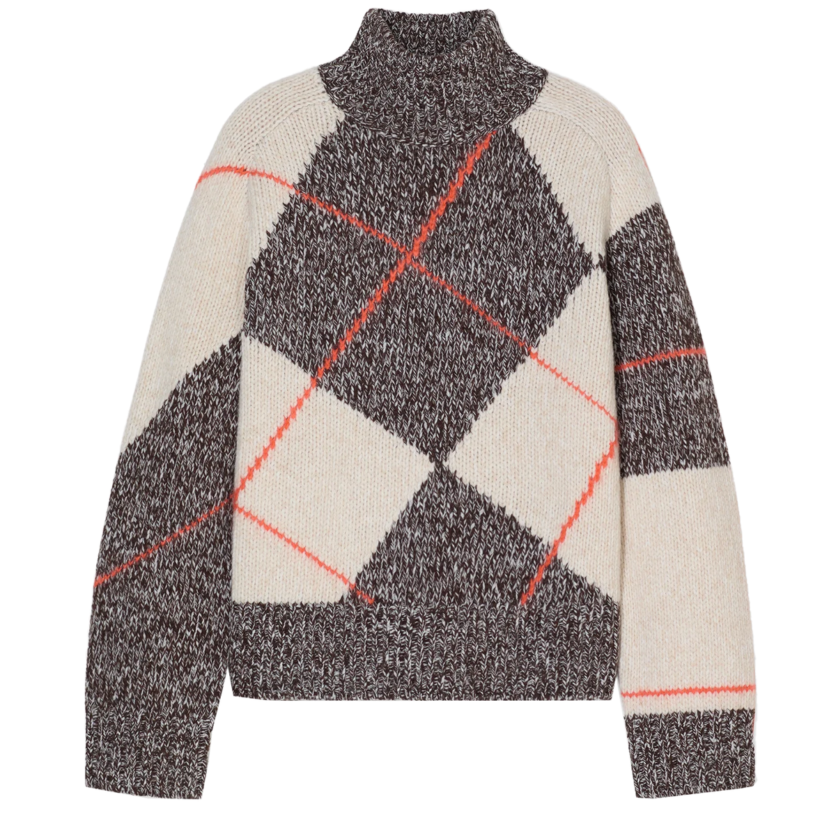 CLOSED Rollkragenpullover mit Rautenmuster - Almond Cream