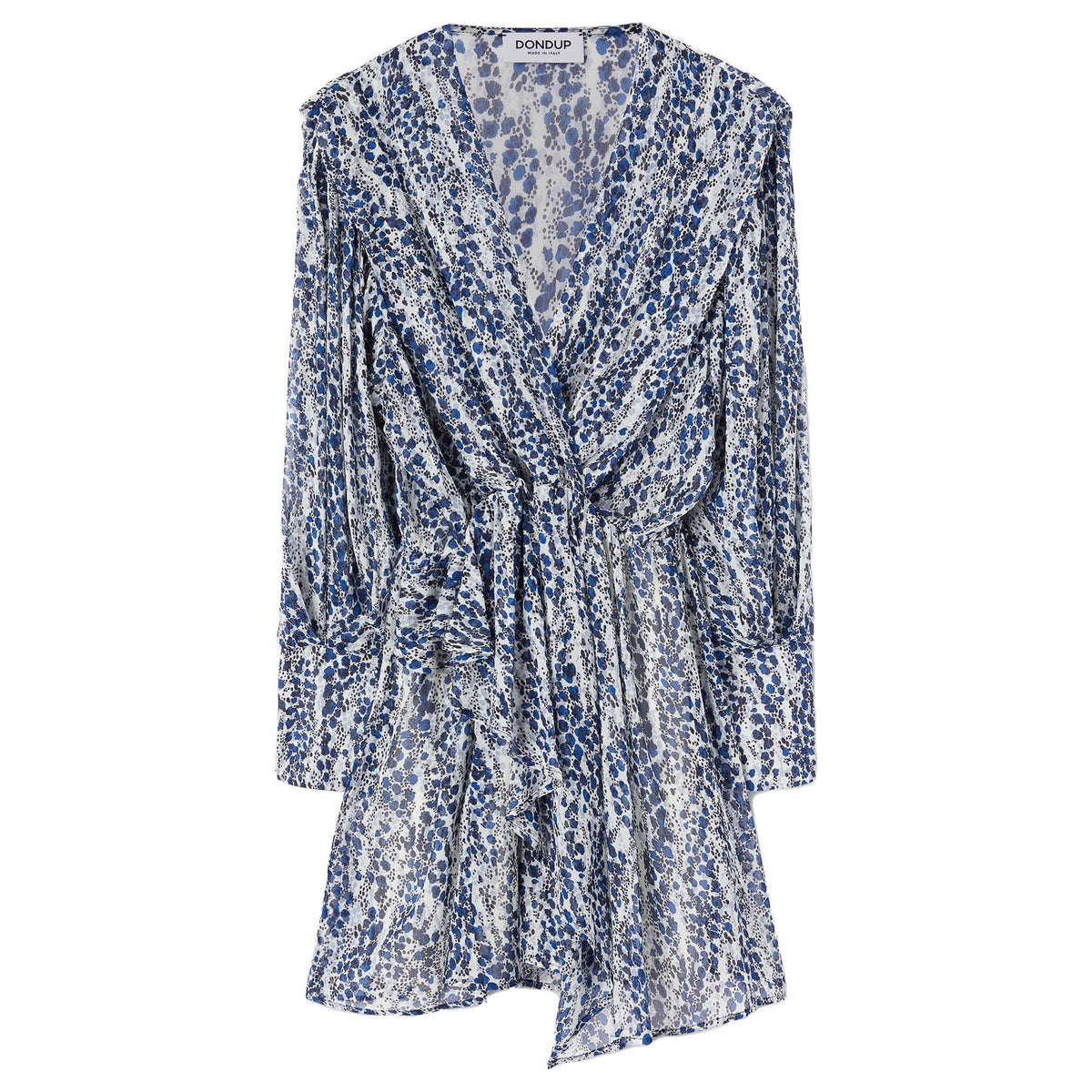 dondup-kleid-v-neck-cache-coeur-volants-blau-beige-gemustert-da371-003-1