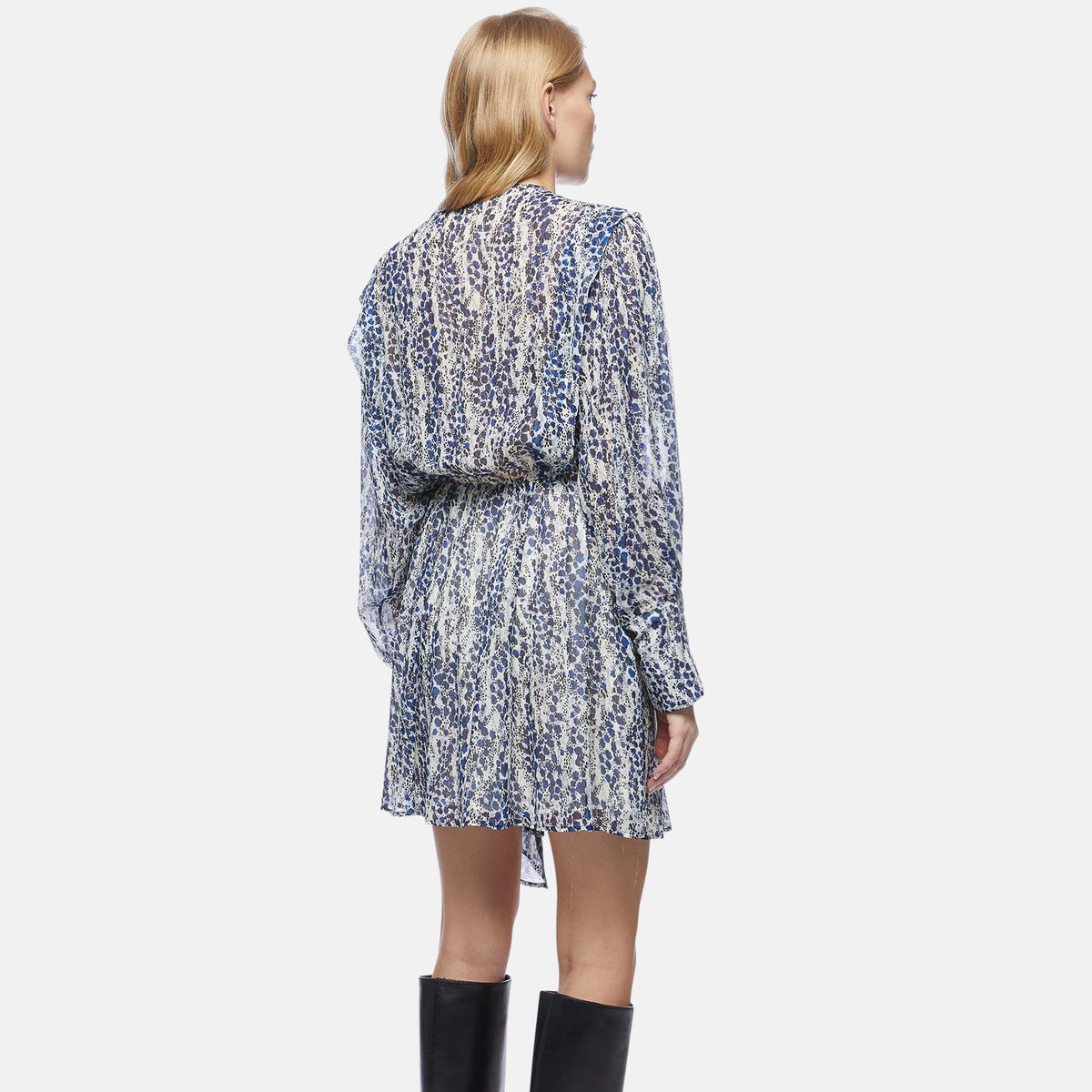dondup-kleid-v-neck-cache-coeur-volants-blau-beige-gemustert-da371-003-3