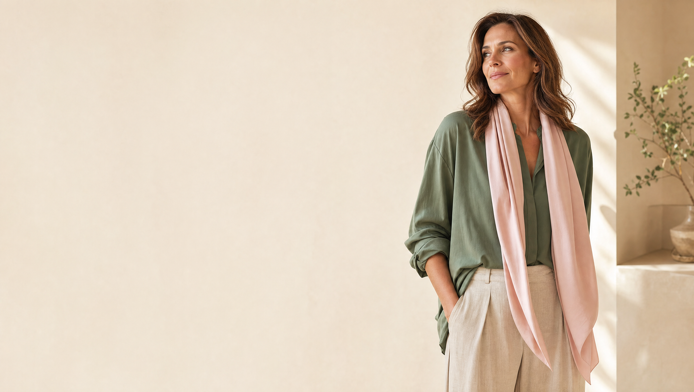 NARLI Sommerlook in Oliv, Champagne-Beige und Blush