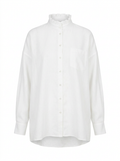 NARLI Bluse Rüsche Stehkragen Weiss Front