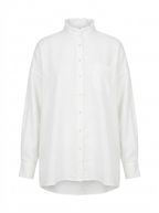 NARLI Bluse Rüsche Stehkragen Weiss Front