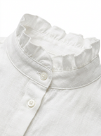 NARLI Bluse Rüsche Stehkragen Weiss Detail Kragen