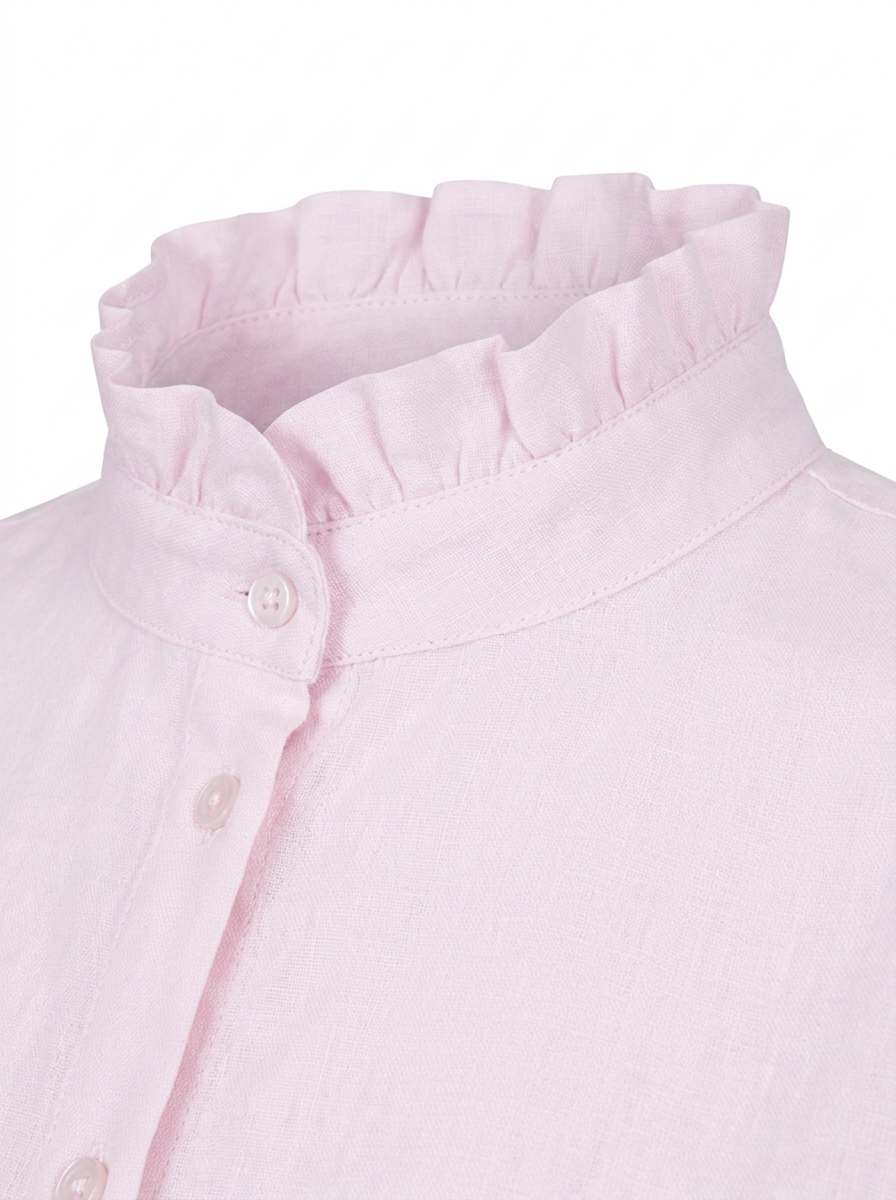 NARLI Bluse Rüsche Stehkragen Rosé Detail Kragen