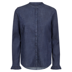 MOS MOSH Bluse MATTIE DENIM mit Baumwolle Damen in Blau - Vorderansicht