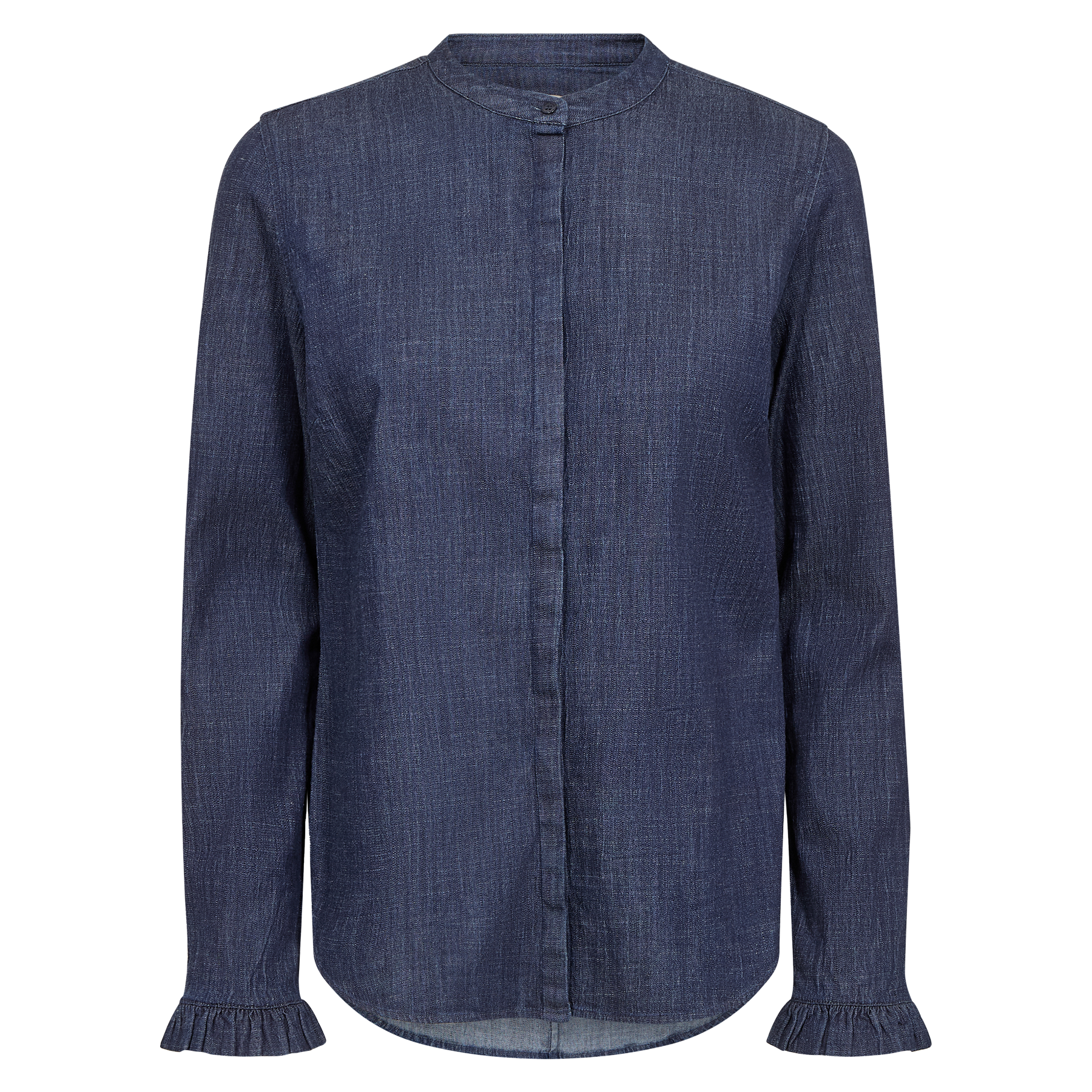MOS MOSH Bluse MATTIE DENIM mit Baumwolle Damen in Blau - Vorderansicht