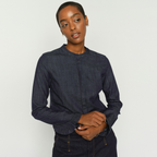 MOS MOSH Bluse MATTIE DENIM mit Baumwolle Damen in Blau - Seitenansicht