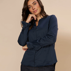 MOS MOSH Bluse MATTIE mit Baumwolle Damen in Navy - Seitenansicht