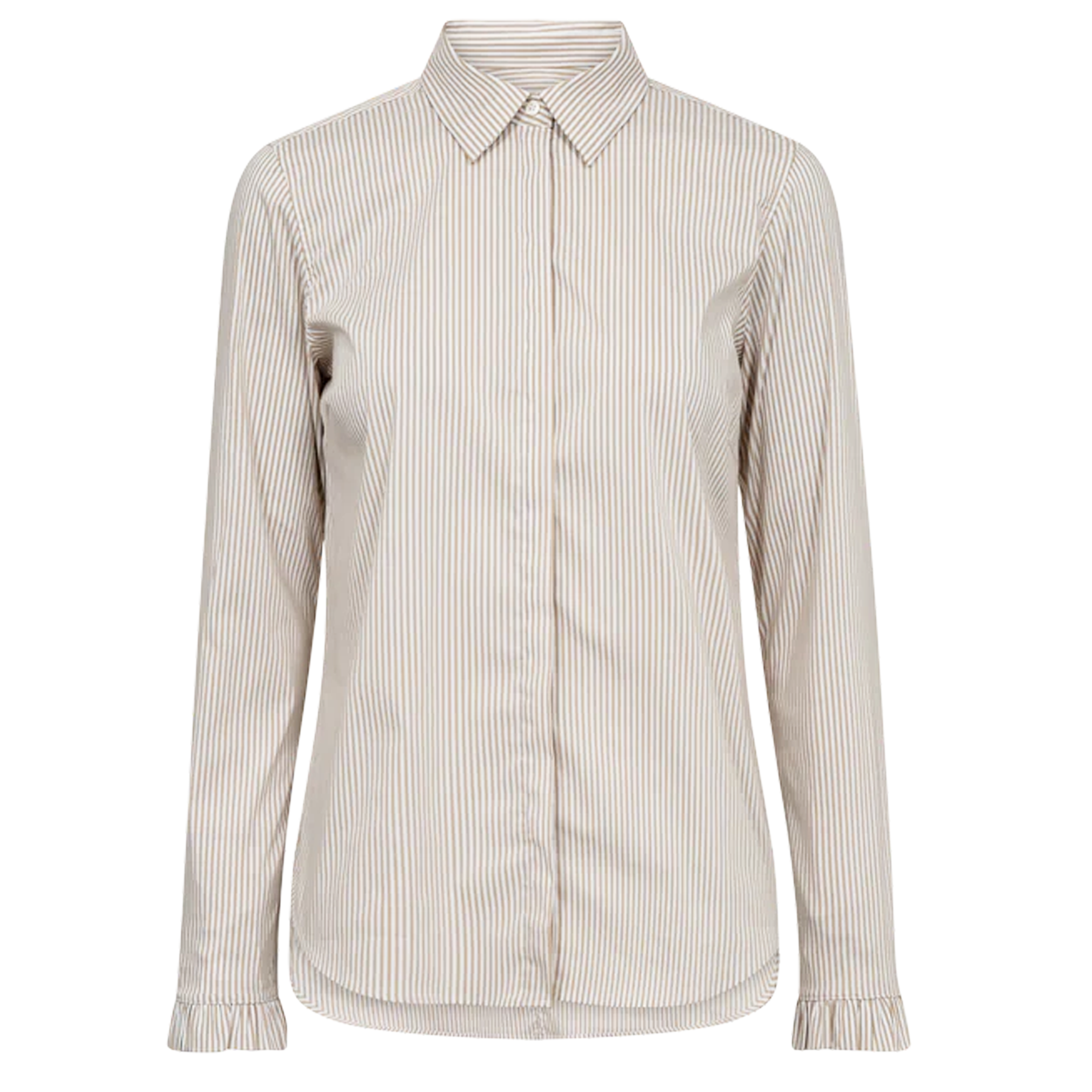MOS MOSH Bluse MATTIE FLIP STRIPE mit Baumwolle Damen in Beige - Vorderansicht