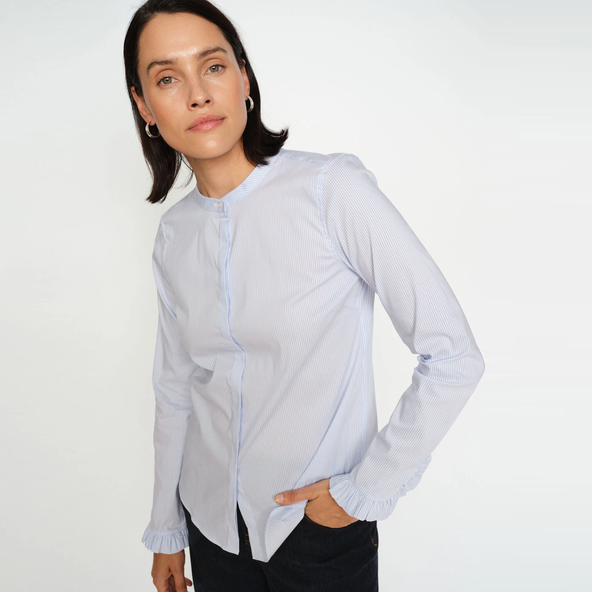 MOS MOSH Bluse MATTIE STRIPE mit Baumwolle - Blau