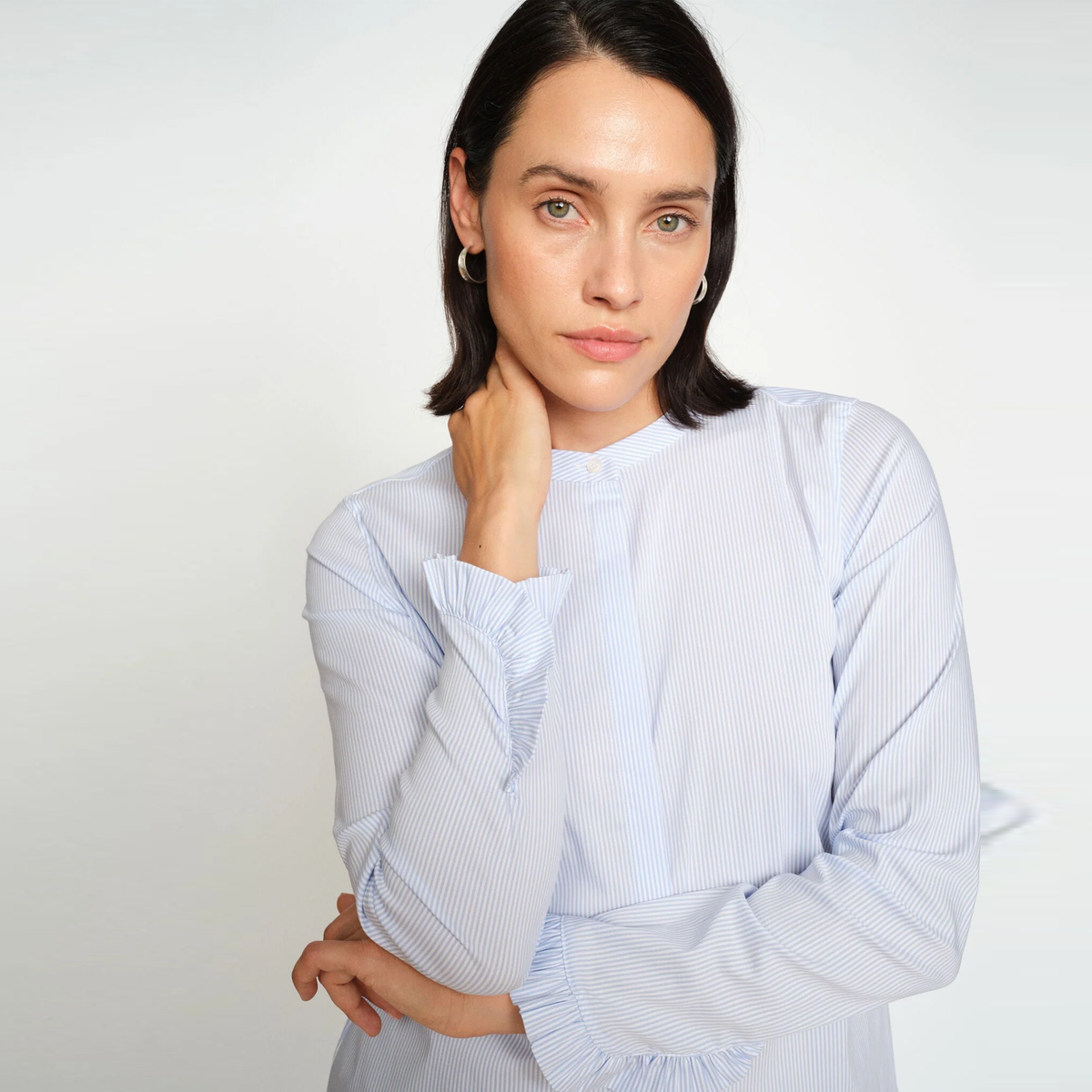 MOS MOSH Bluse MATTIE STRIPE mit Baumwolle - Blau