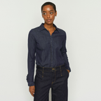 MOS MOSH Bluse MATTIE FLIP mit Baumwolle Damen in Blau - Seitenansicht