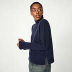 MOS MOSH Rollkragenpullover AIMA mit Kaschmir Damen in Blau - Seitenansicht