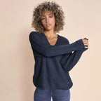 MOS MOSH Pullover THORA mit Alpaka Damen in Blau - Seitenansicht