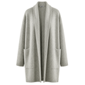 NARLI Strickmantel mit Wolle - Beige/Grau