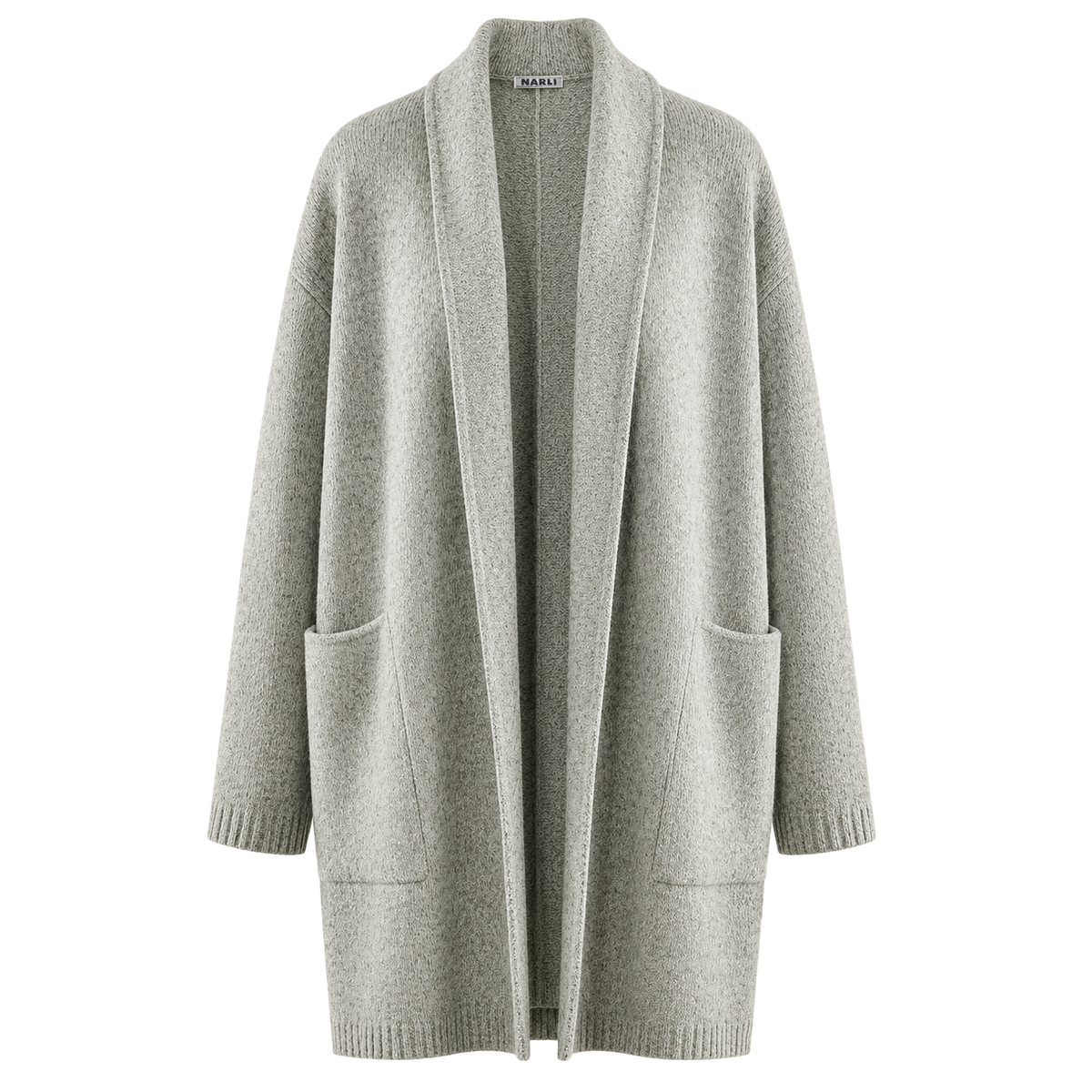 NARLI Strickmantel mit Wolle - Beige/Grau