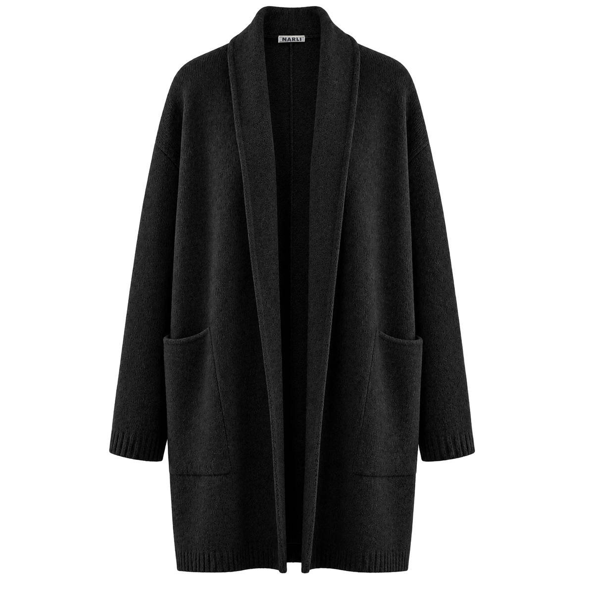 NARLI Strickmantel mit Wolle - Black