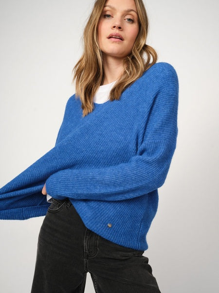 MOS MOSH Pullover THORA mit Alpaka Damen in Blau - Seitenansicht