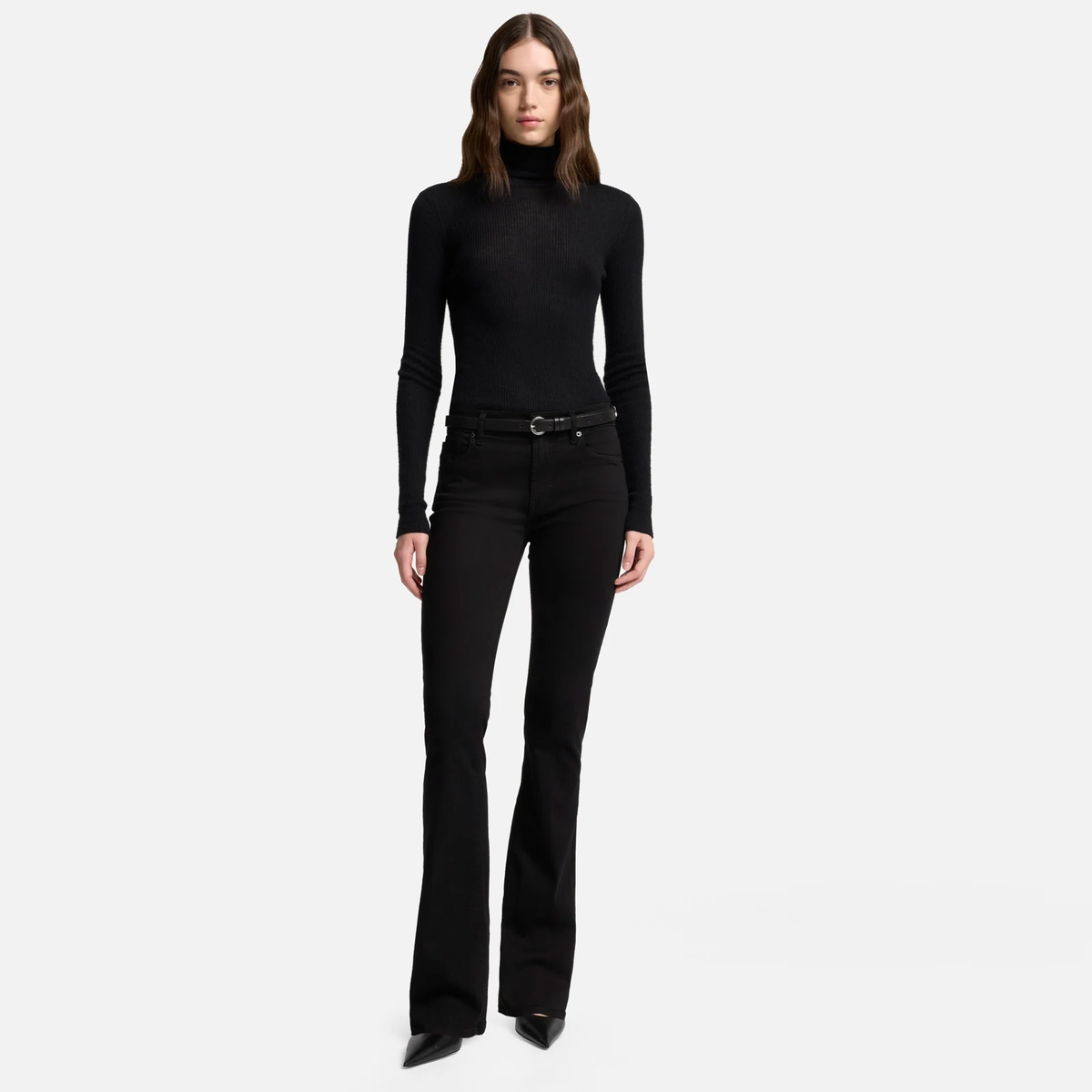SEVEN FOR ALL MANKIND Jeans BOOTCUT RINSED BLACK Mid Waist Damen in Schwarz - Rückansicht