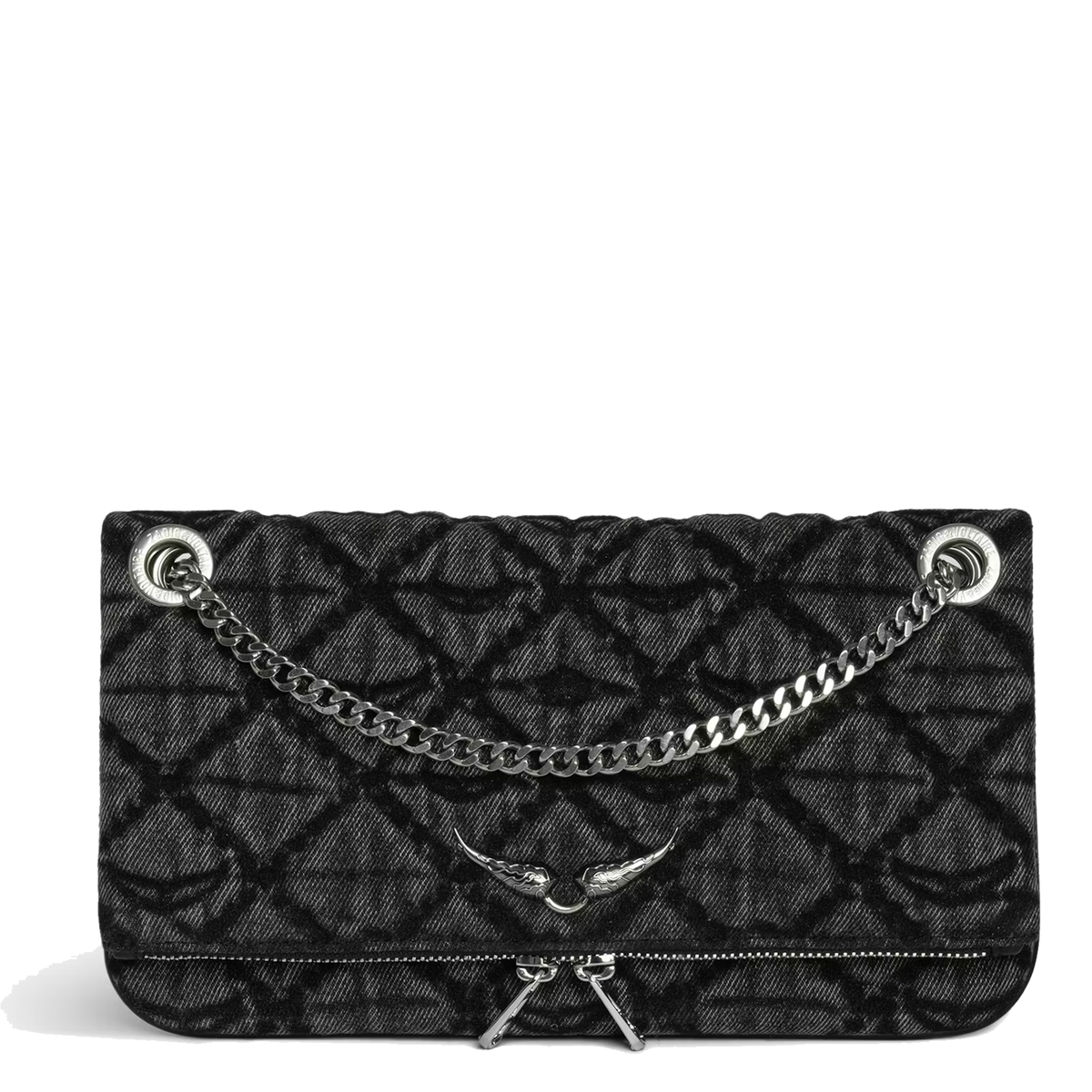 ZADIG&VOLTAIRE Tasche DENIM MONOGRAM ROAD Damen in Grau - Vorderansicht