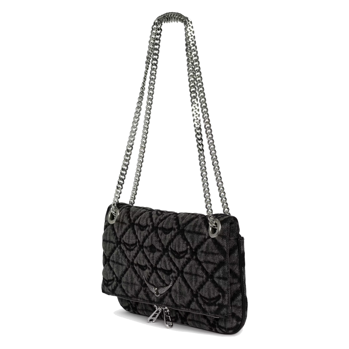 ZADIG&VOLTAIRE Tasche DENIM MONOGRAM ROAD Damen in Grau - Rückansicht