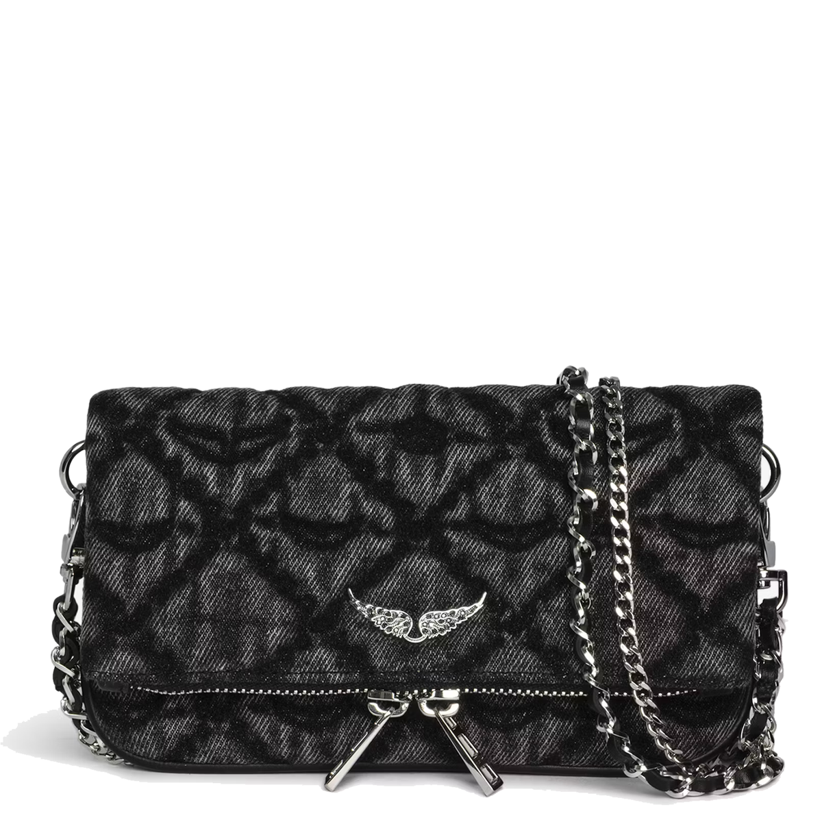 ZADIG&VOLTAIRE Tasche DENIM MONOGRAM ROAD Damen in Grau - Vorderansicht